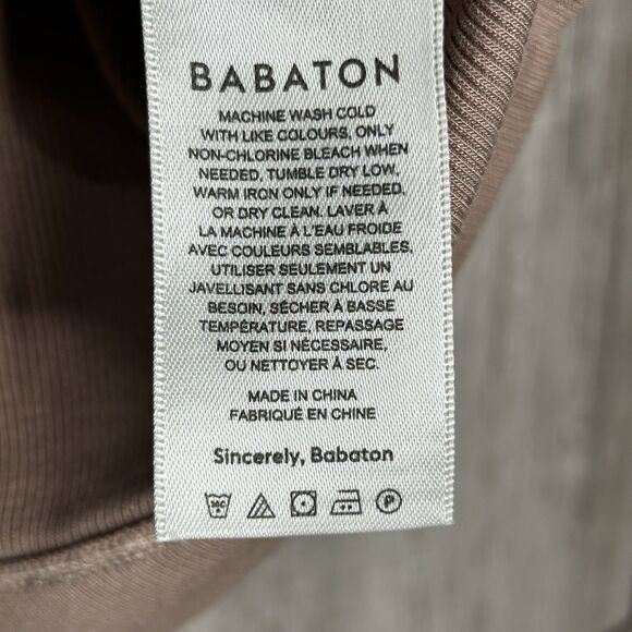 Babaton Cropped Top Ribbed Short Sleeves Beige Tan Color - Picture 3 of 6